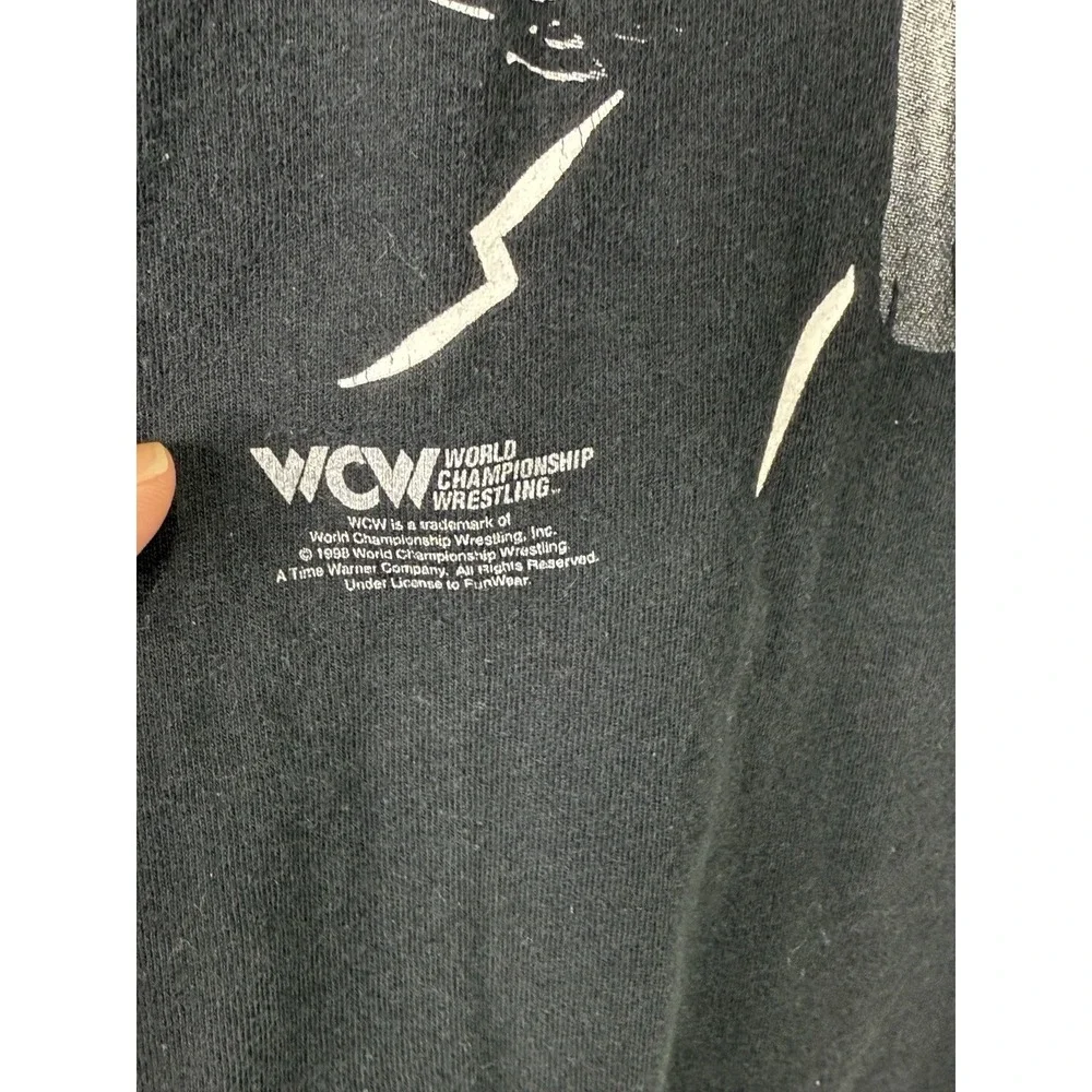 Vintage Men's WCW Sting 90's Black Short Sleeve T-shirt Graphic Size XL - Picture 7 of 14